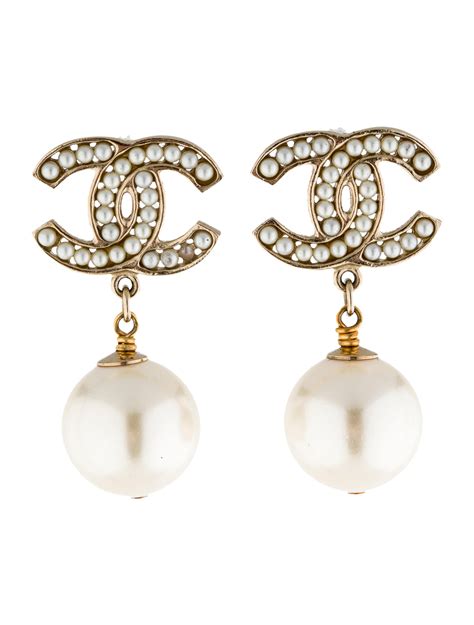 replica chanel pearl drop earrings|chanel earrings therealreal.